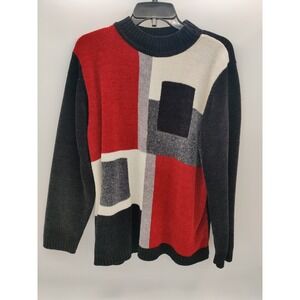 Alfred Dunner Women's Chenille Knit Tunic Top L‎ Pure Geometry Colorblock